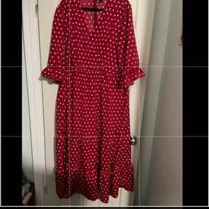 Long Red Polka Dot Dress